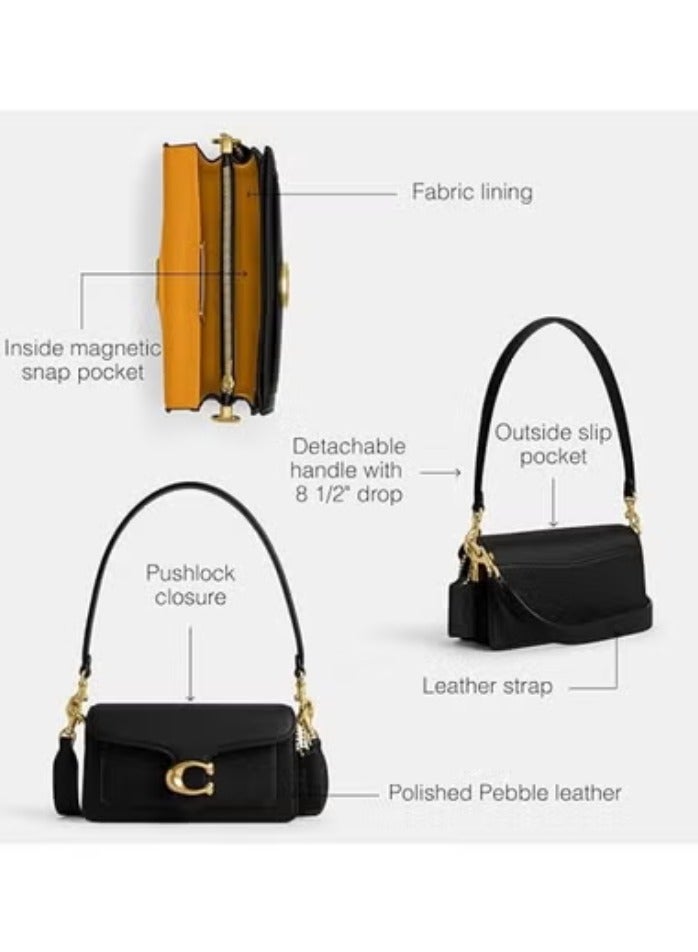 كوتش اوت ليت شنطة كوتش تابّي كتف مقاس 26 من قماش Signature بلون أسود مع جلد طبيعي – 91215 - Image 4